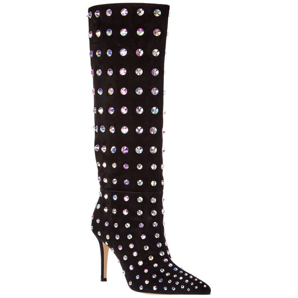 Gianvito Rossi Spectra 85 Suede Knee-High Boot, Black